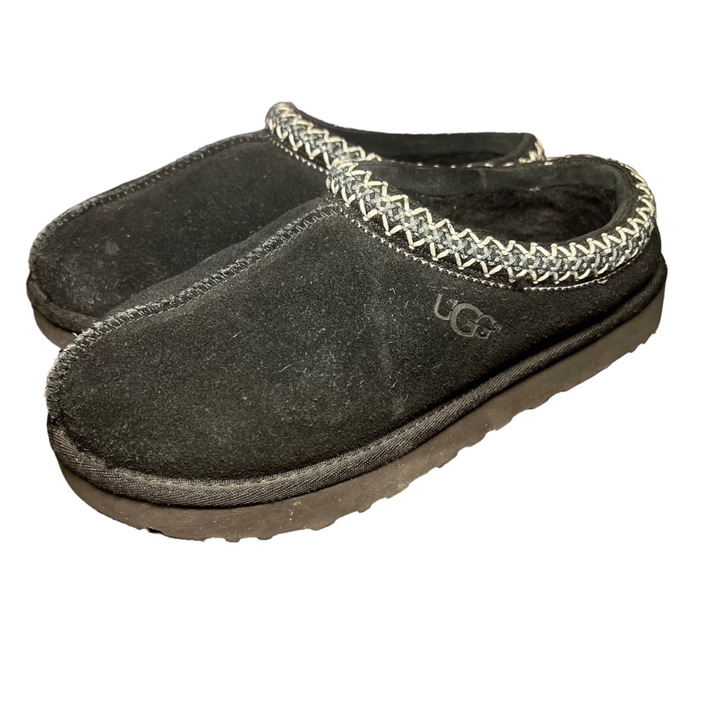 SOLD UGG Tasman Clog Black Suede Fuzzy Inside - Picture 3 of 13